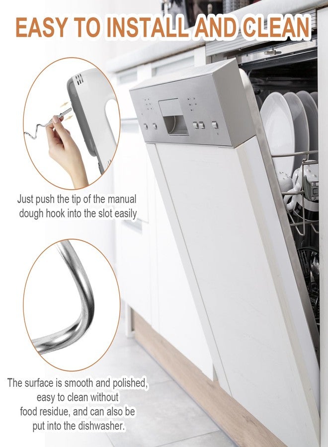 Tinoaly 2pcs KHM512 Hand Mixer Dough Hooks Replacement, Stainless Steel Kitchen Dough Mixing Bread Hooks, Hand Mixer Aid Attachments Compatible with KHM 5KSM KSM KSMO KSMH Series - Image 4